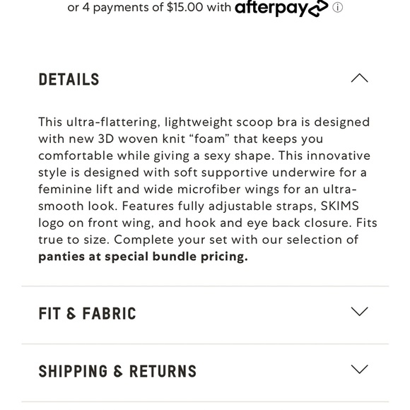 SKIMS WEIGHTLESS SCOOP BRA ONYX 36DD NWT - Picture 6 of 6